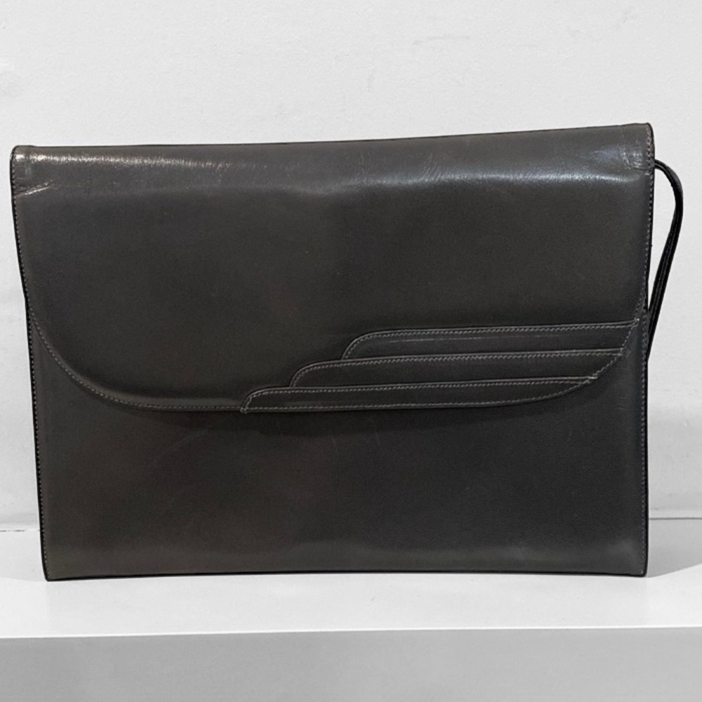Leather Clutch with Art Deco Design Dark Grey crossbody eden style